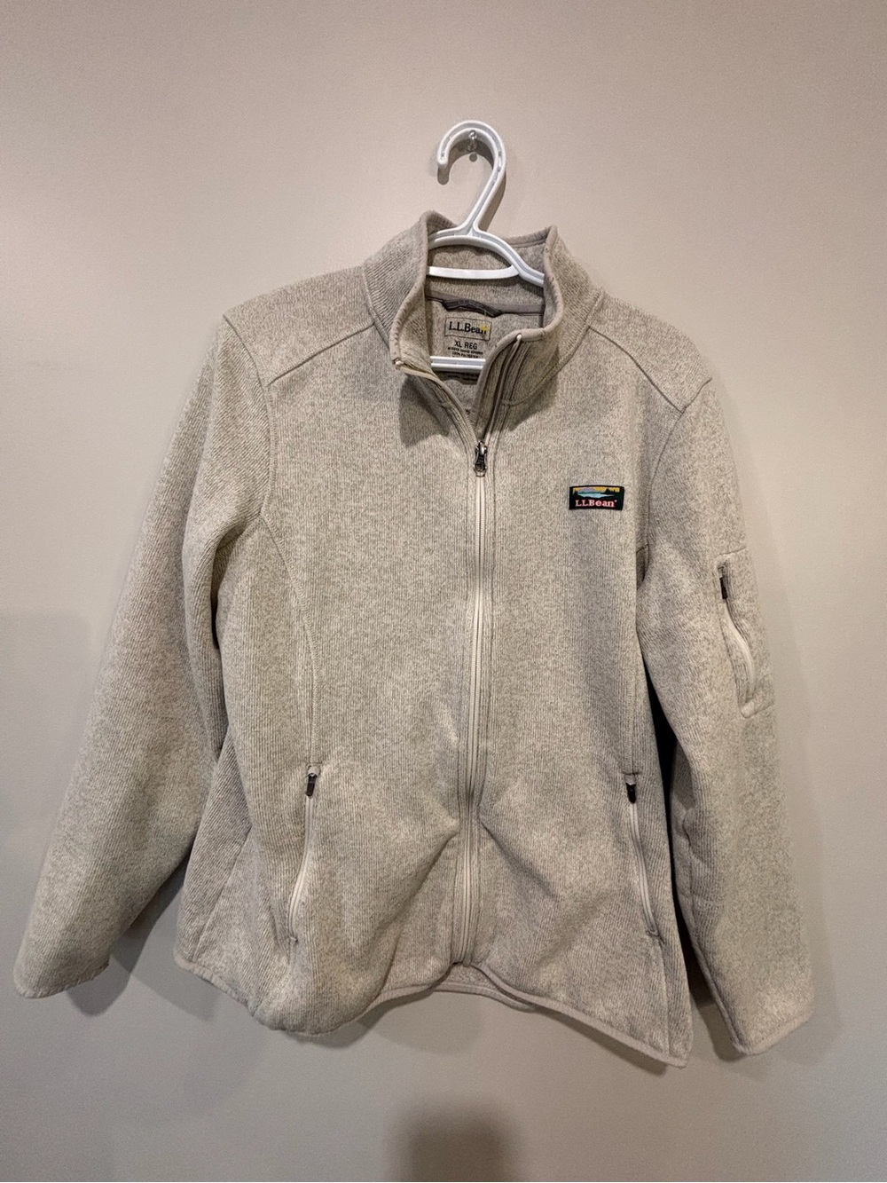 L.L. Bean Light Cream Full-Zip Fleece Jacket
